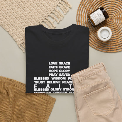 Faith & Hope Word Block T-Shirt — Minimal Christian Typography Tee