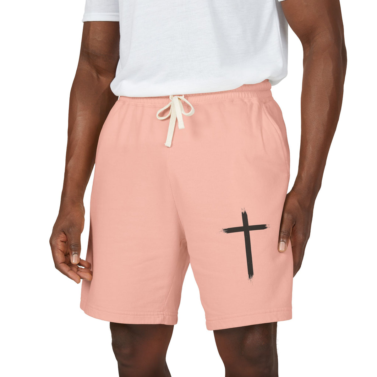 Cross Graphic Sweat Shorts — Lightweight Garment-Dyed Fleece