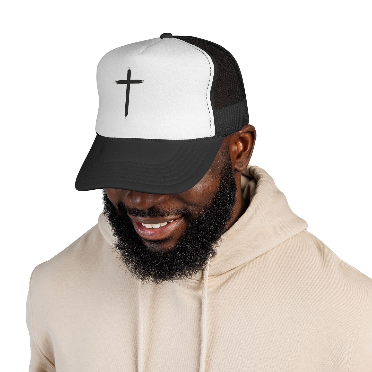 Cross trucker Cap — Minimal Christian Mesh Hat