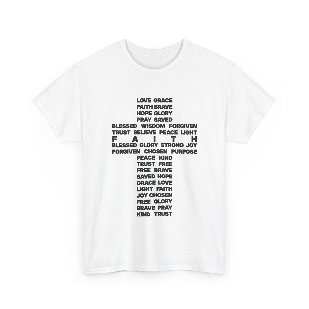 Faith & Hope Word Block T-Shirt — Minimal Christian Typography Tee