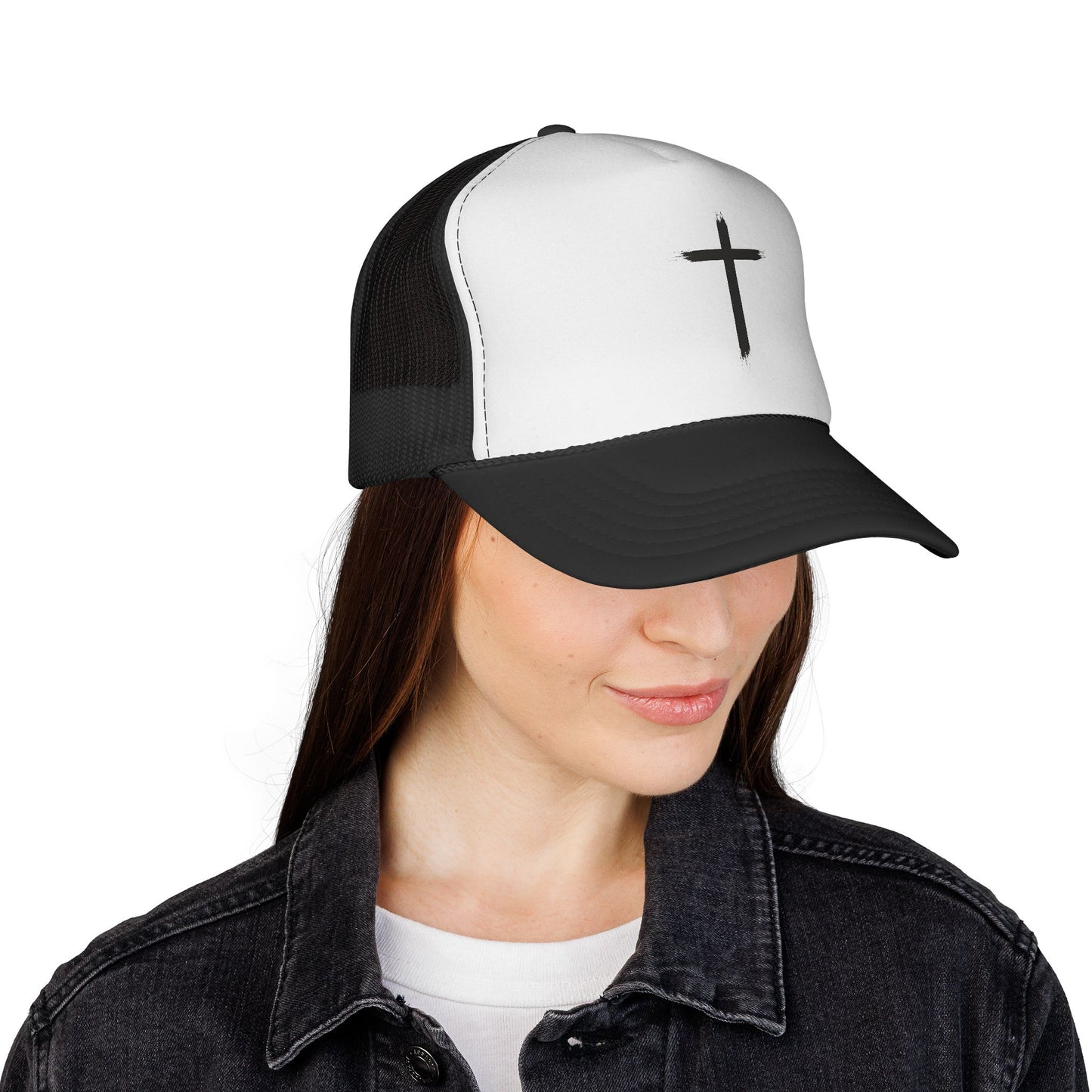 Cross trucker Cap — Minimal Christian Mesh Hat