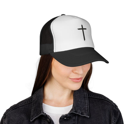 Cross trucker Cap — Minimal Christian Mesh Hat