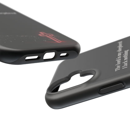 Christian Phone Case — “The Lord Is My Shepherd I Lack Nothing” Neon Cross Magnetic Impact Case