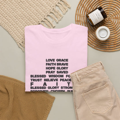 Faith & Hope Word Block T-Shirt — Minimal Christian Typography Tee