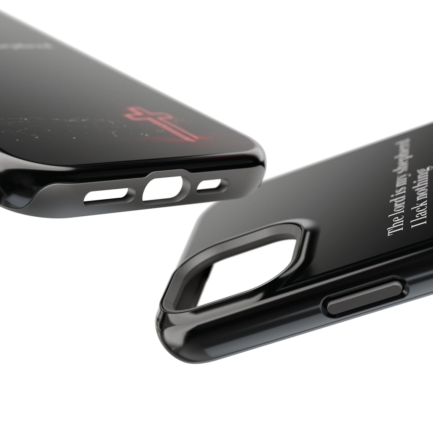 Christian Phone Case — “The Lord Is My Shepherd I Lack Nothing” Neon Cross Magnetic Impact Case