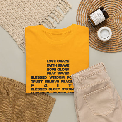 Faith & Hope Word Block T-Shirt — Minimal Christian Typography Tee