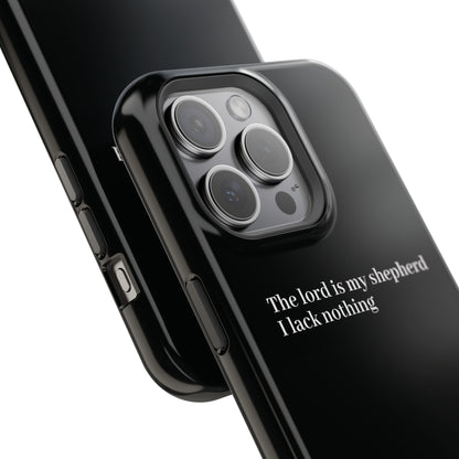 Christian Phone Case — “The Lord Is My Shepherd I Lack Nothing” Neon Cross Magnetic Impact Case