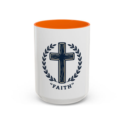 Faith Cross Coffee Mug — Christian Inspirational Ceramic Mug 15oz