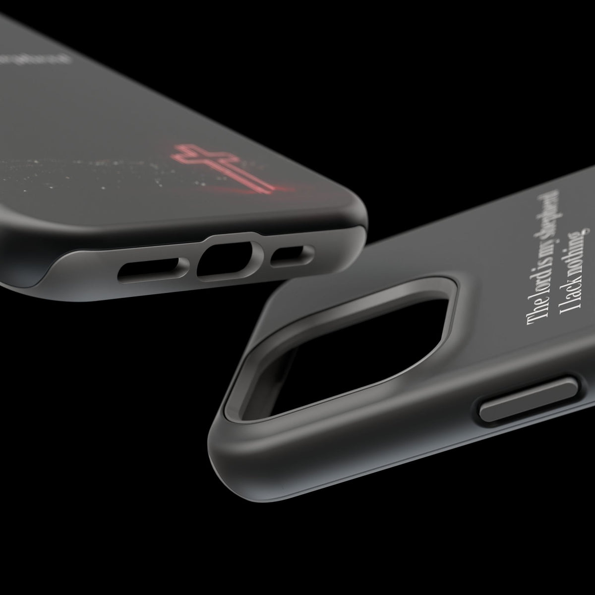 Christian Phone Case — “The Lord Is My Shepherd I Lack Nothing” Neon Cross Magnetic Impact Case