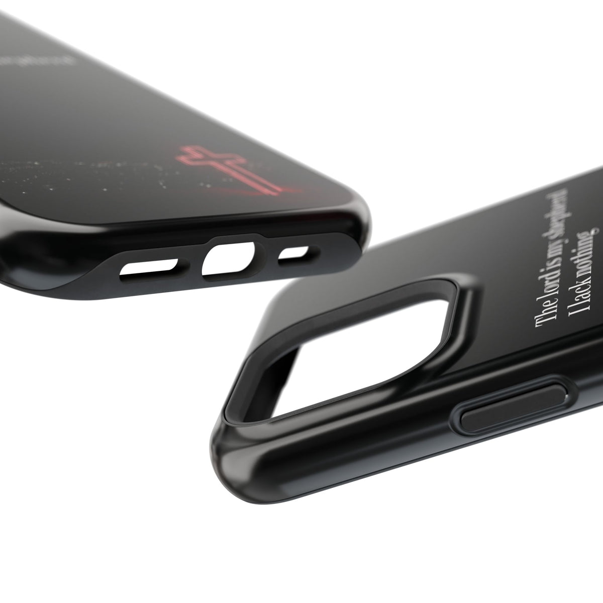 Christian Phone Case — “The Lord Is My Shepherd I Lack Nothing” Neon Cross Magnetic Impact Case