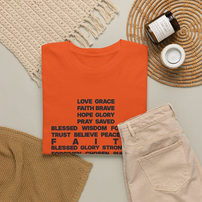 Faith & Hope Word Block T-Shirt — Minimal Christian Typography Tee