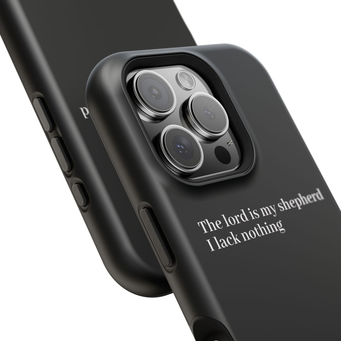 Christian Phone Case — “The Lord Is My Shepherd I Lack Nothing” Neon Cross Magnetic Impact Case