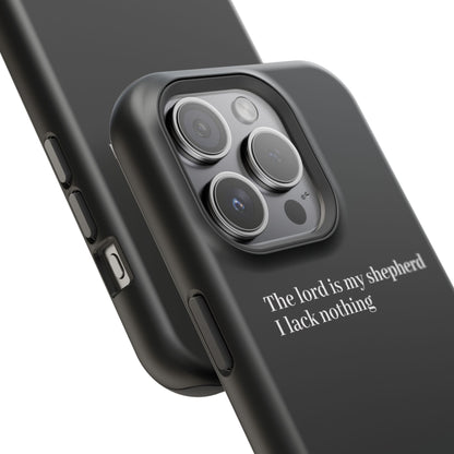 Christian Phone Case — “The Lord Is My Shepherd I Lack Nothing” Neon Cross Magnetic Impact Case