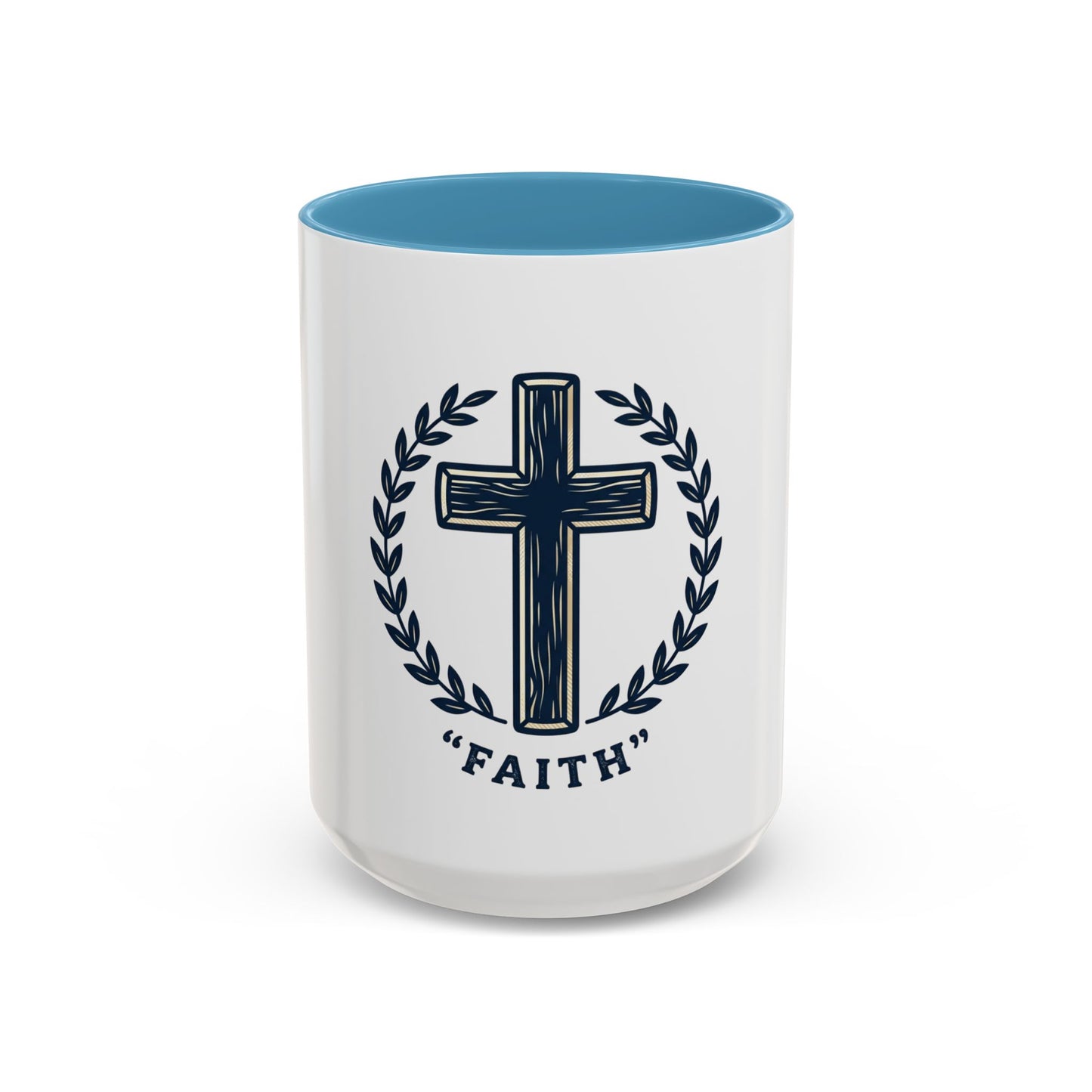 Faith Cross Coffee Mug — Christian Inspirational Ceramic Mug 15oz