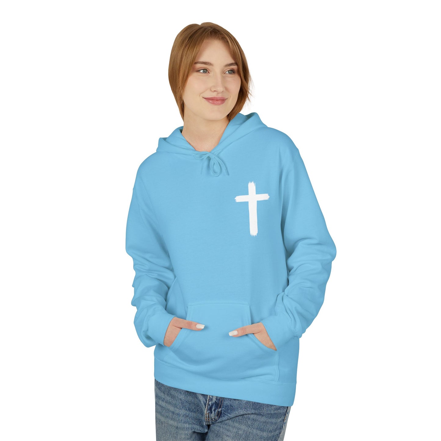 Walk by Faith Hoodie — Christian Cross Pullover with 'Walk by faith, not by sight' Back Design