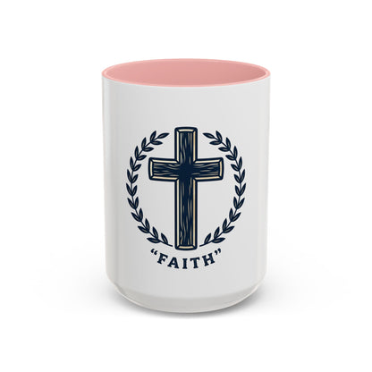 Faith Cross Coffee Mug — Christian Inspirational Ceramic Mug 15oz