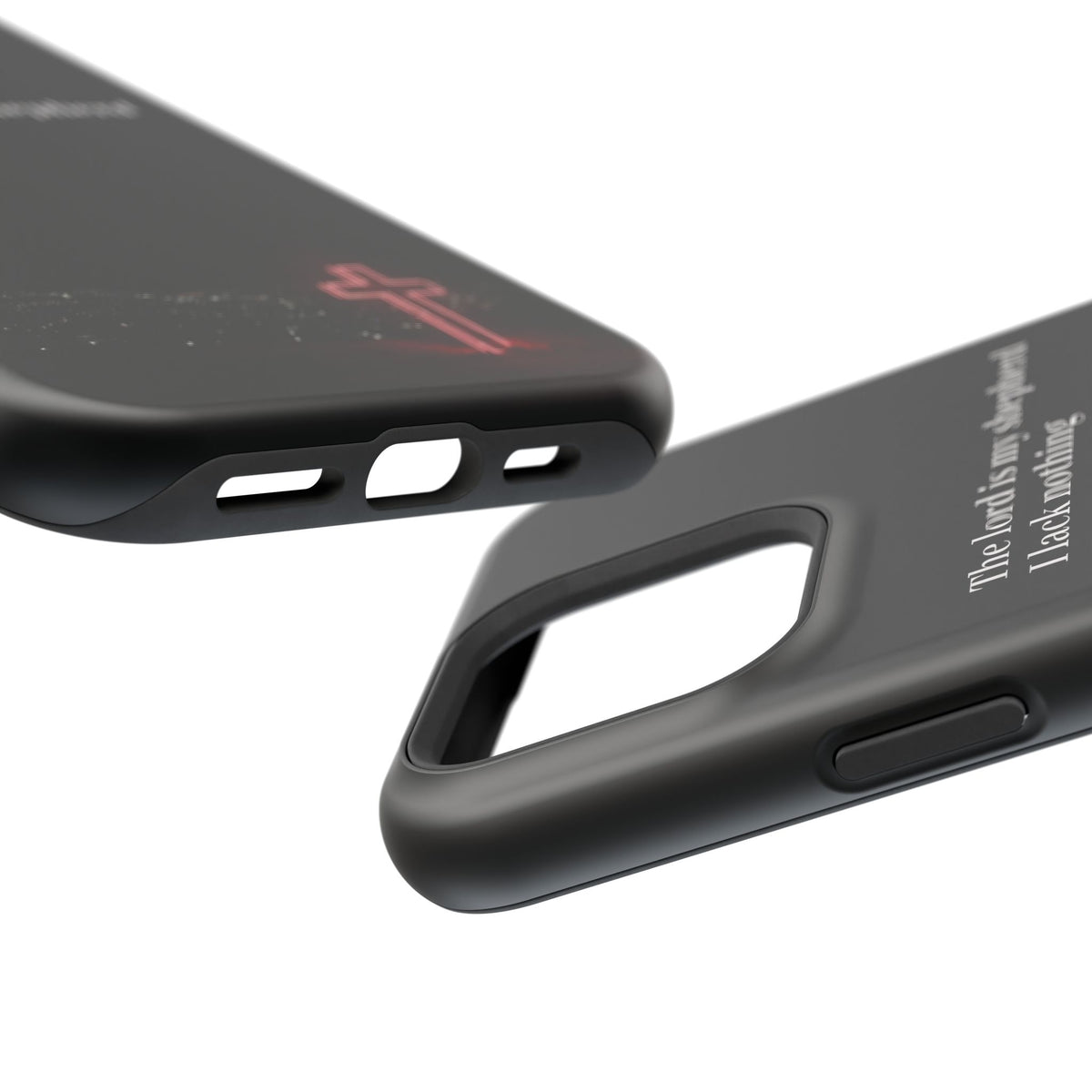 Christian Phone Case — “The Lord Is My Shepherd I Lack Nothing” Neon Cross Magnetic Impact Case
