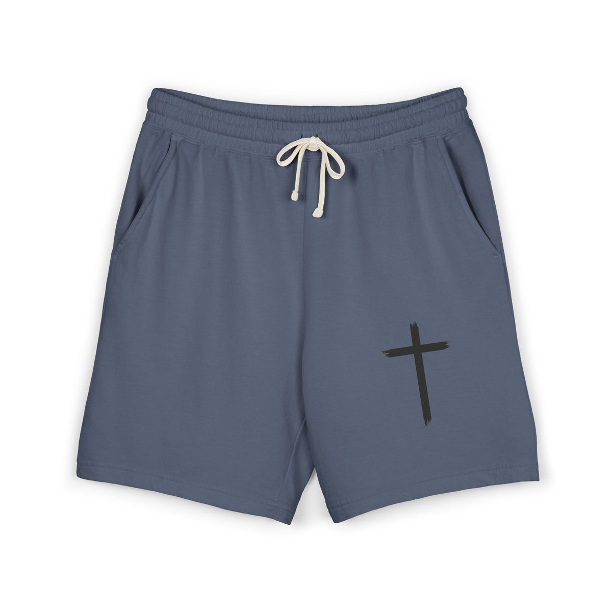 Cross Graphic Sweat Shorts — Lightweight Garment-Dyed Fleece