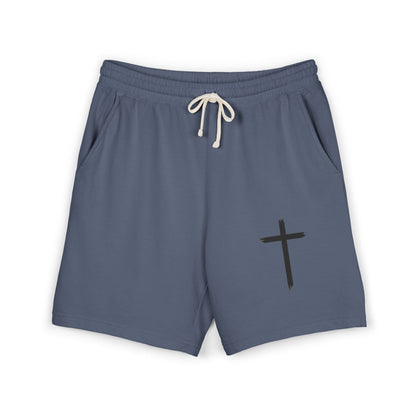 Cross Graphic Sweat Shorts — Lightweight Garment-Dyed Fleece