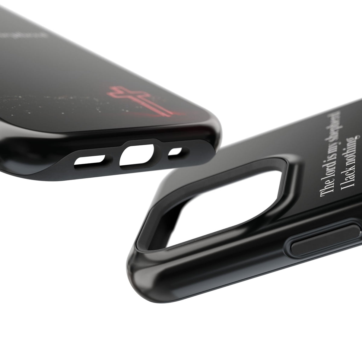 Christian Phone Case — “The Lord Is My Shepherd I Lack Nothing” Neon Cross Magnetic Impact Case