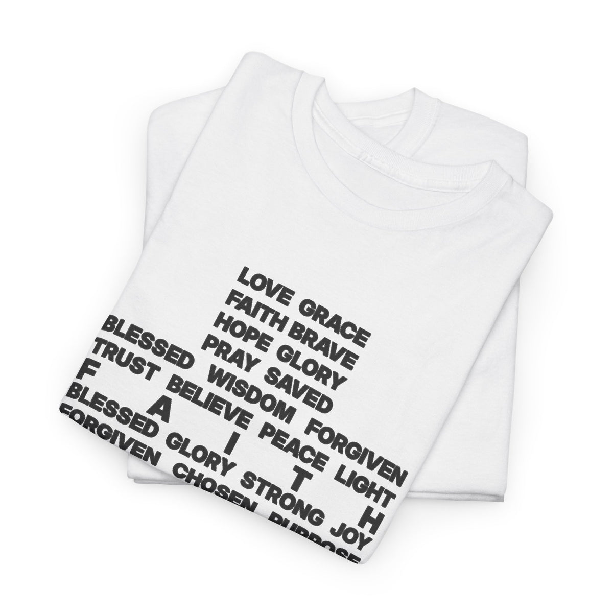 Faith & Hope Word Block T-Shirt — Minimal Christian Typography Tee