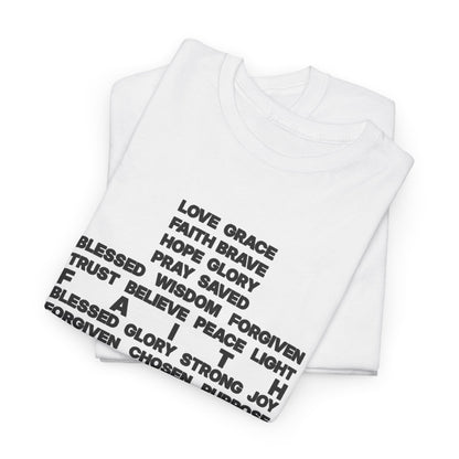 Faith & Hope Word Block T-Shirt — Minimal Christian Typography Tee
