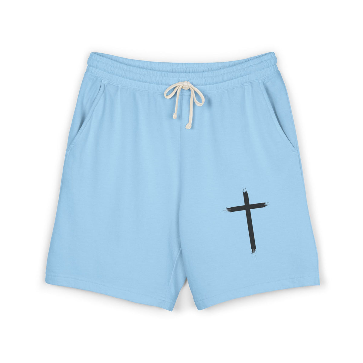 Cross Graphic Sweat Shorts — Lightweight Garment-Dyed Fleece