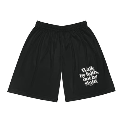 Faith Basketball Shorts — “Walk by faith, not by sight” Athletic AOP Shorts