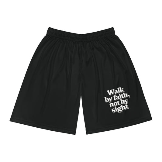 Faith Basketball Shorts — “Walk by faith, not by sight” Athletic AOP Shorts