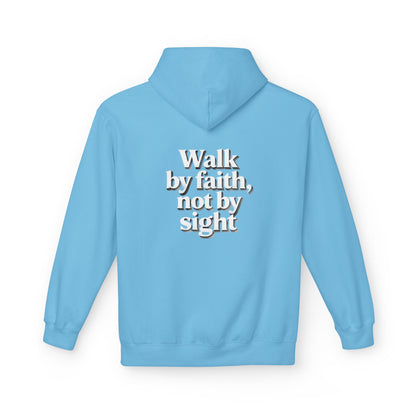 Walk by Faith Hoodie — Christian Cross Pullover with 'Walk by faith, not by sight' Back Design