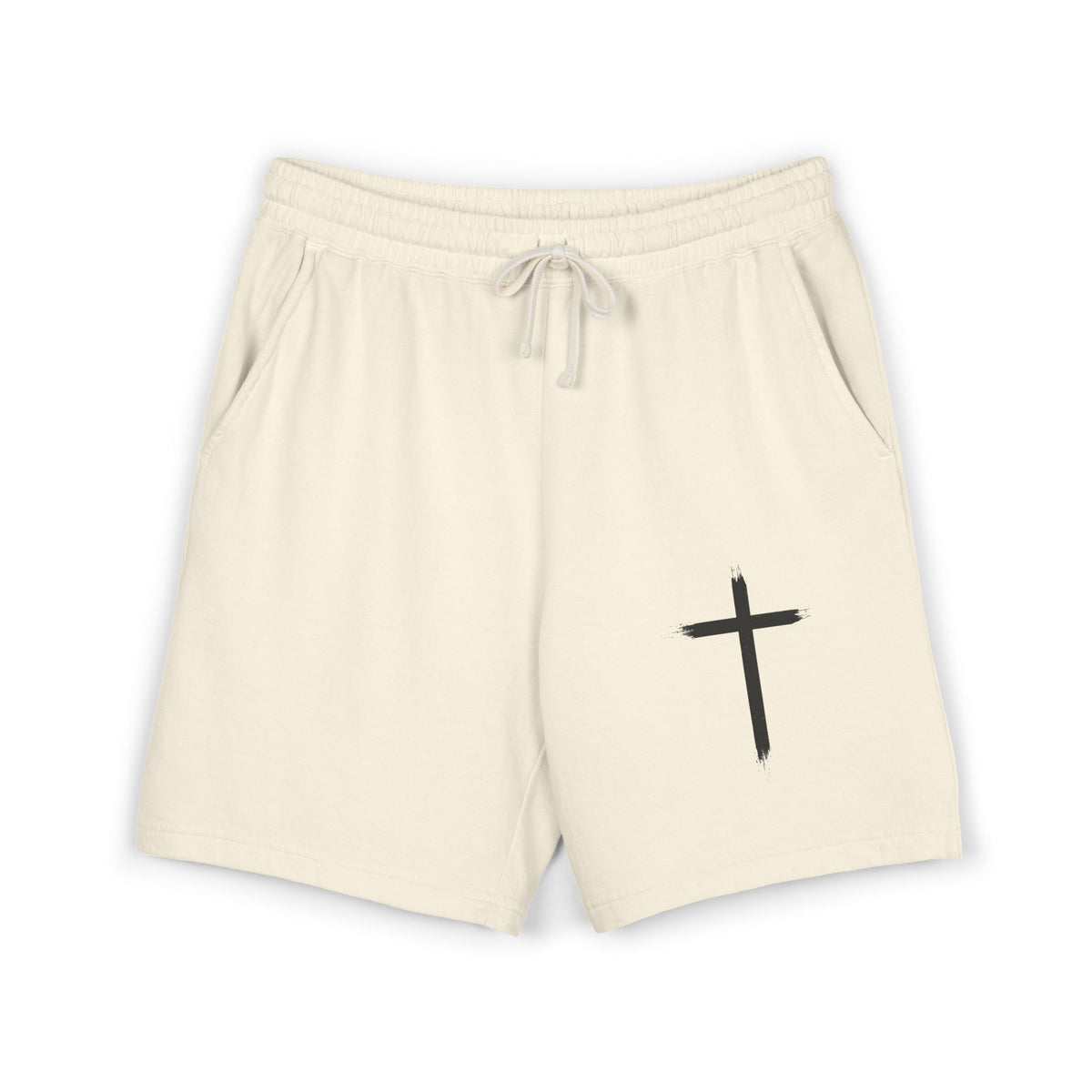 Cross Graphic Sweat Shorts — Lightweight Garment-Dyed Fleece