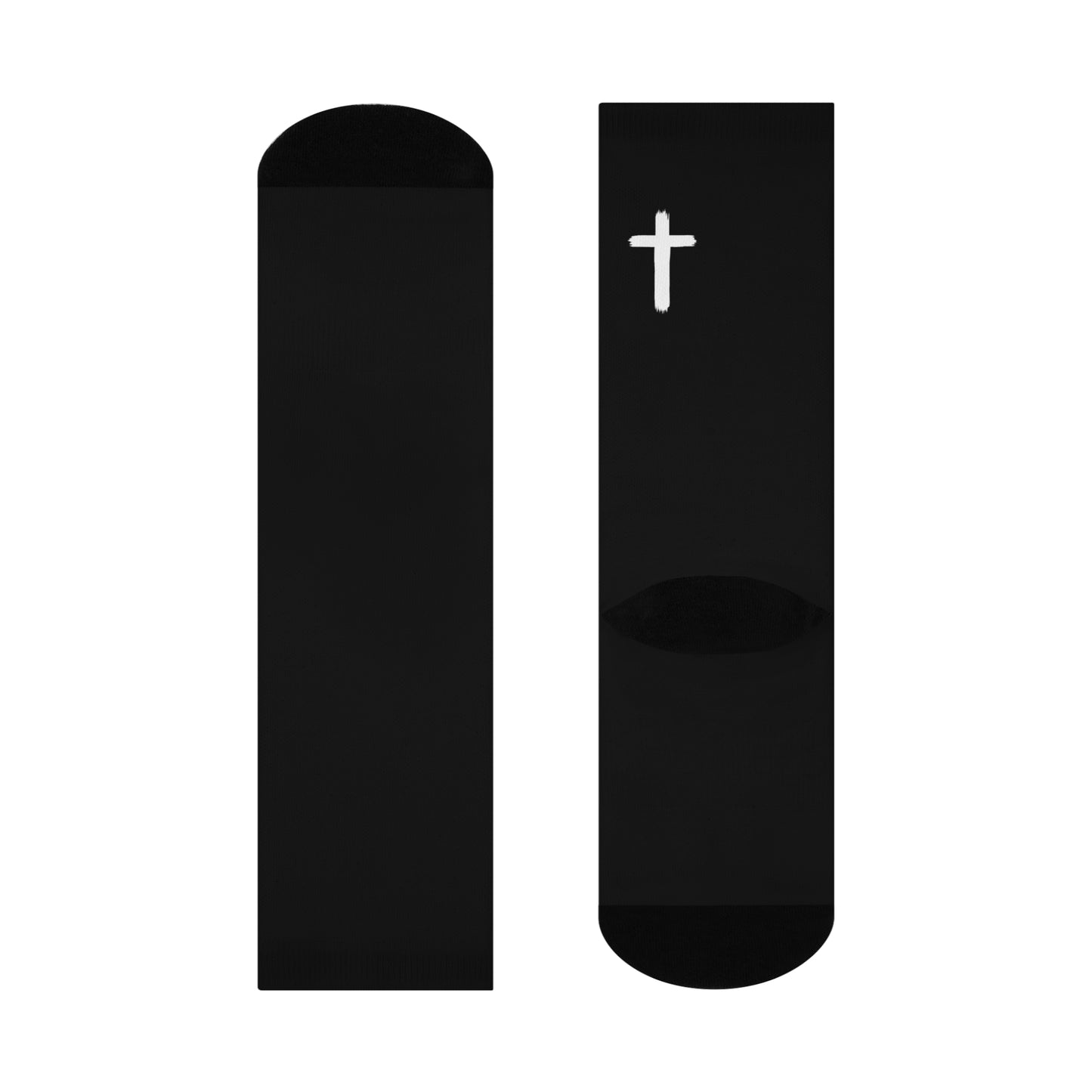 Black Crew Socks with White Cross — Cushioned Faith Socks