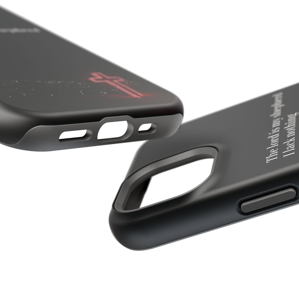Christian Phone Case — “The Lord Is My Shepherd I Lack Nothing” Neon Cross Magnetic Impact Case