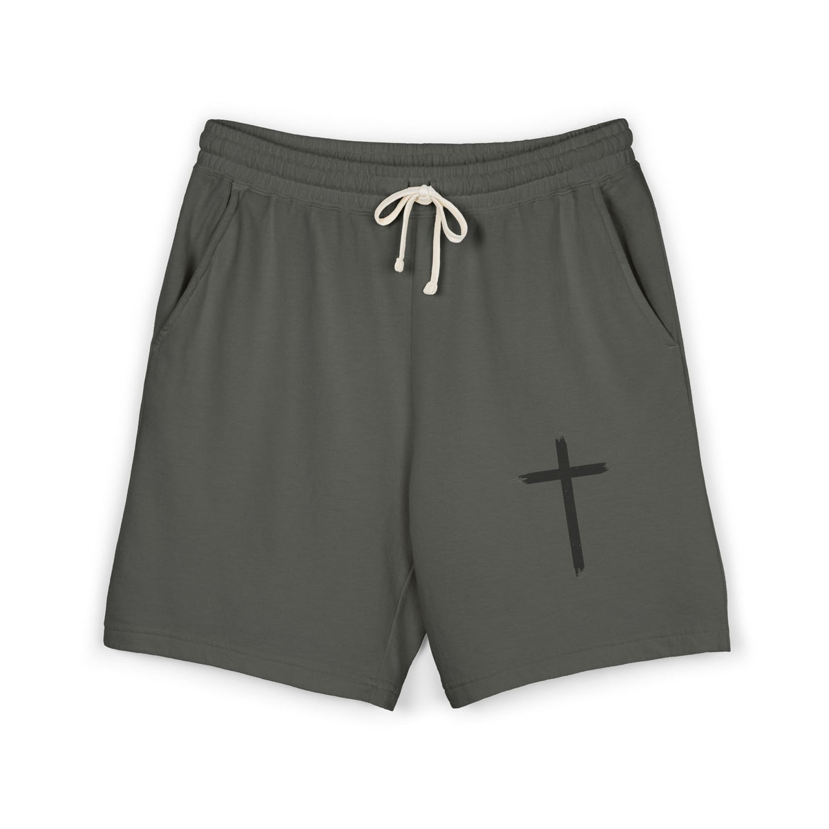 Cross Graphic Sweat Shorts — Lightweight Garment-Dyed Fleece