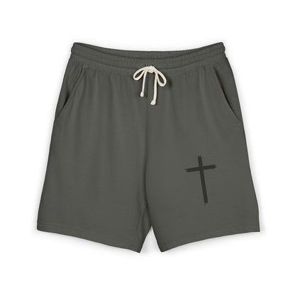 Cross Graphic Sweat Shorts — Lightweight Garment-Dyed Fleece