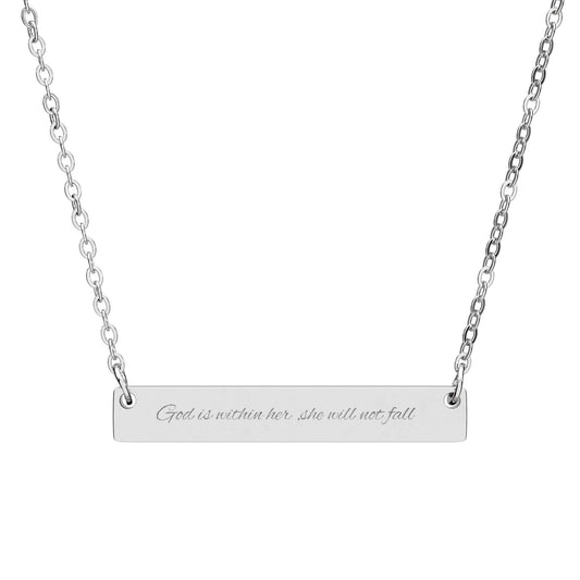God Is With Her Bar Necklace