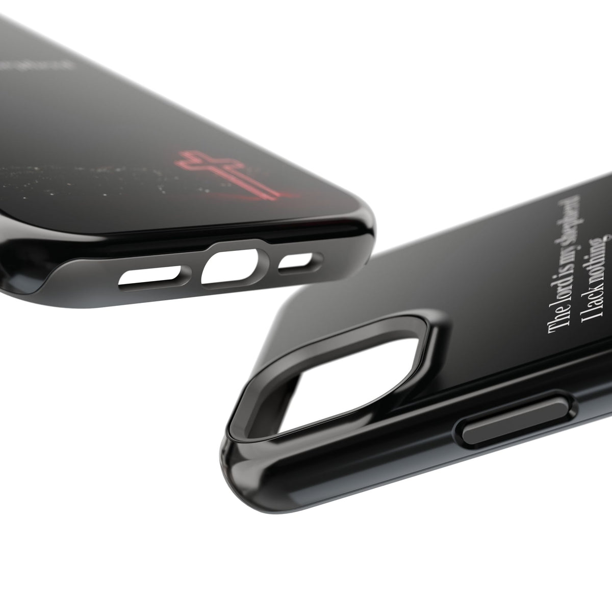 Christian Phone Case — “The Lord Is My Shepherd I Lack Nothing” Neon Cross Magnetic Impact Case