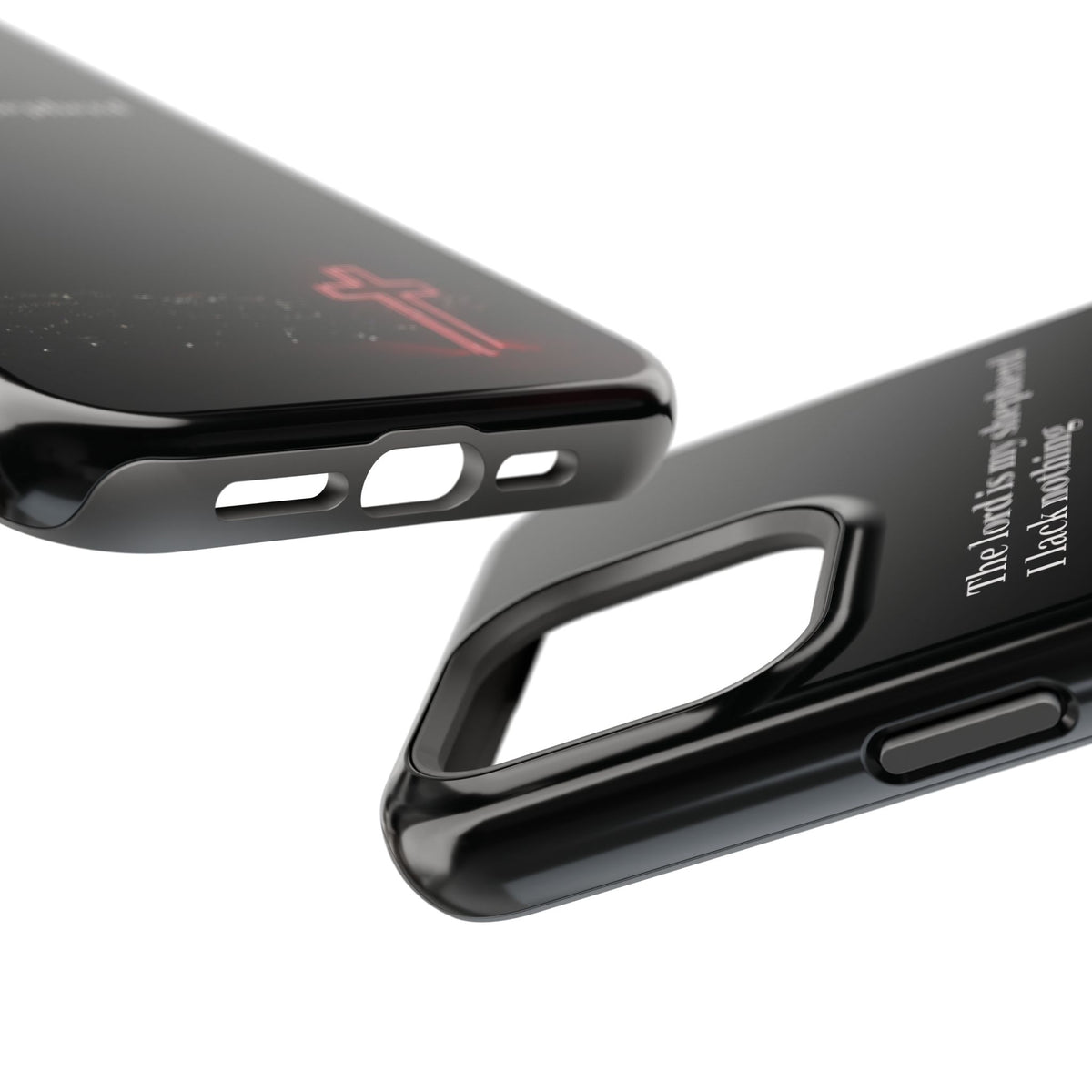 Christian Phone Case — “The Lord Is My Shepherd I Lack Nothing” Neon Cross Magnetic Impact Case