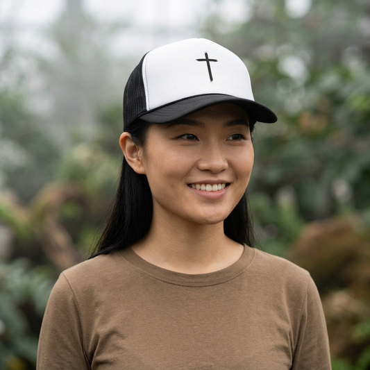 Cross Trucker Cap — Minimal Christian Mesh Hat