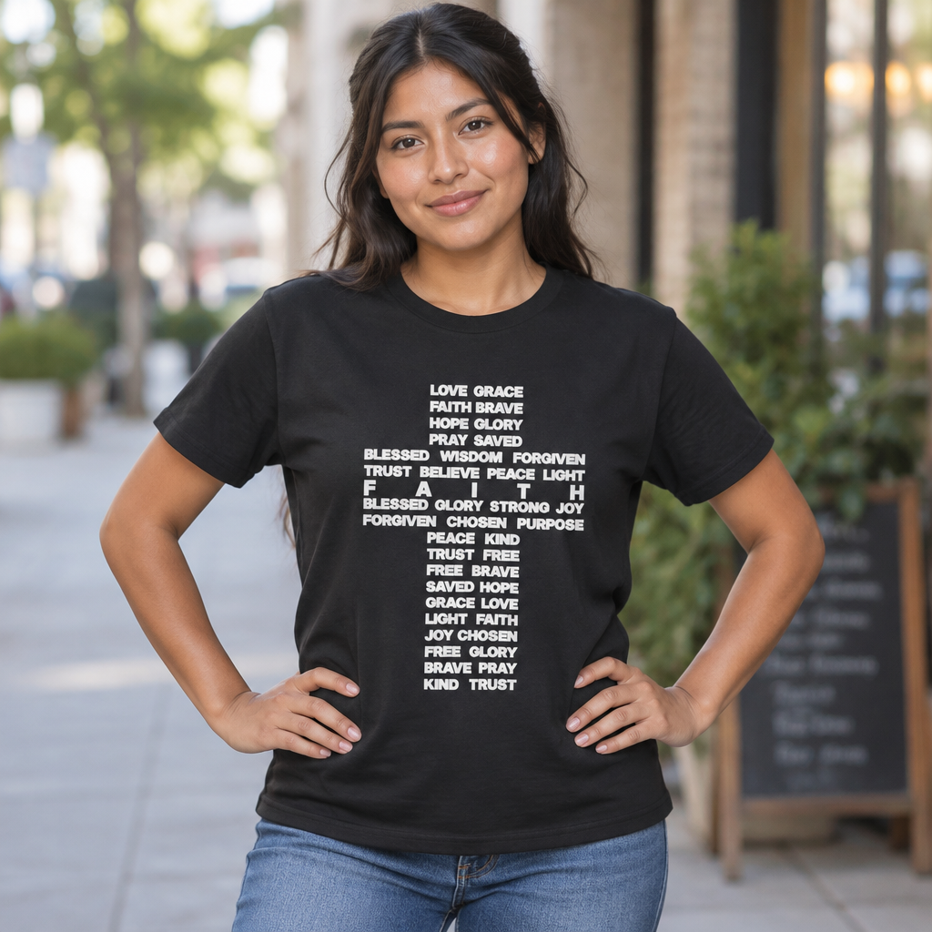 Faith & Hope Word Block T-Shirt — Minimal Christian Typography Tee