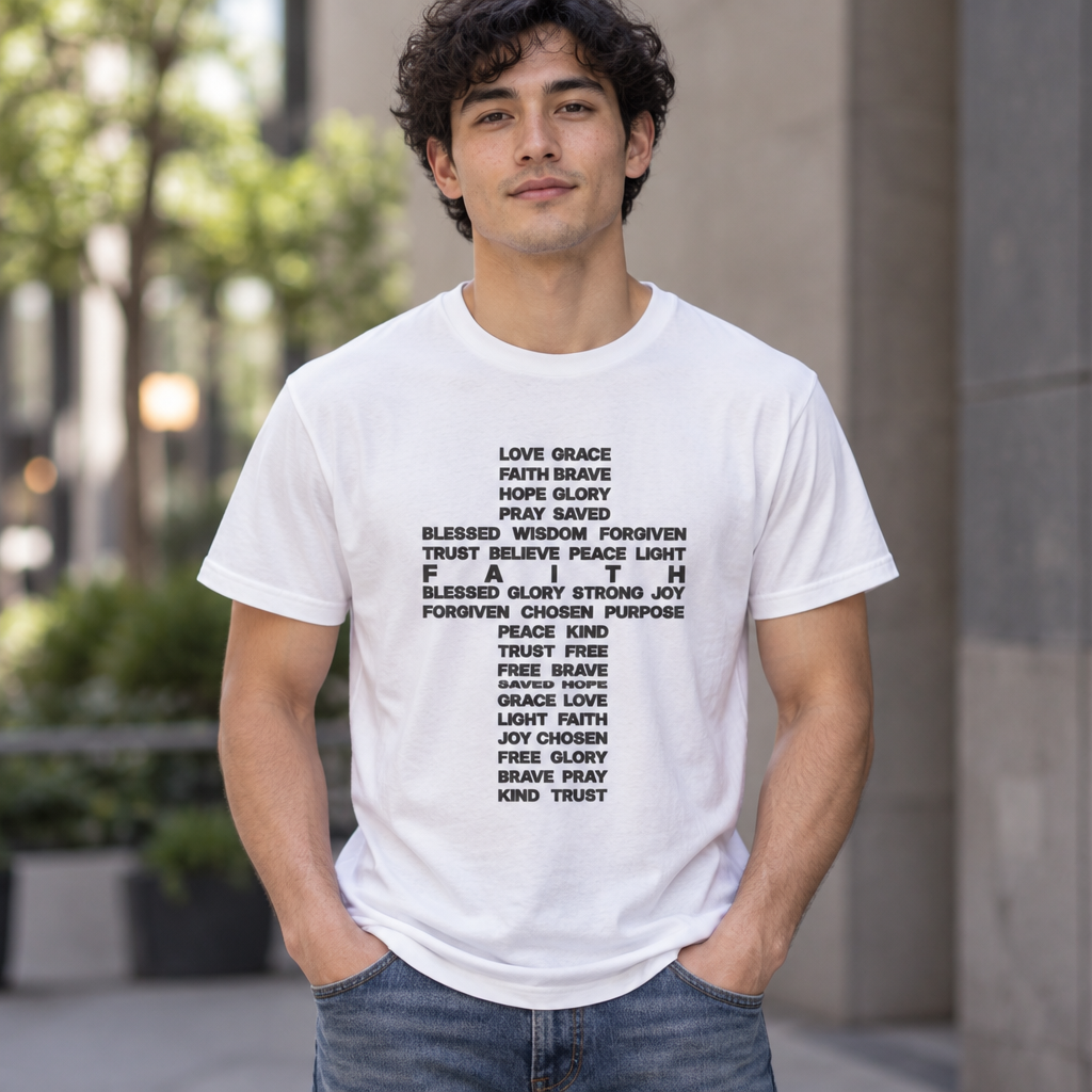 Faith & Hope Word Block T-Shirt — Minimal Christian Typography Tee