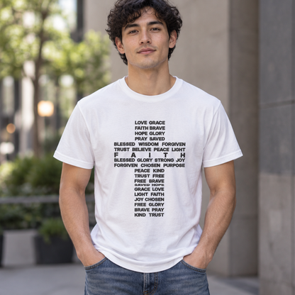 Faith & Hope Word Block T-Shirt — Minimal Christian Typography Tee