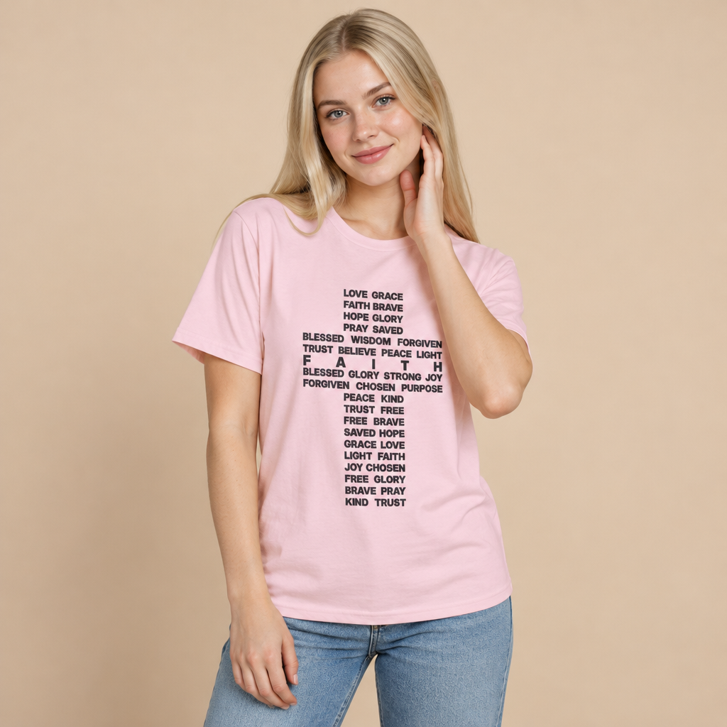 Faith & Hope Word Block T-Shirt — Minimal Christian Typography Tee