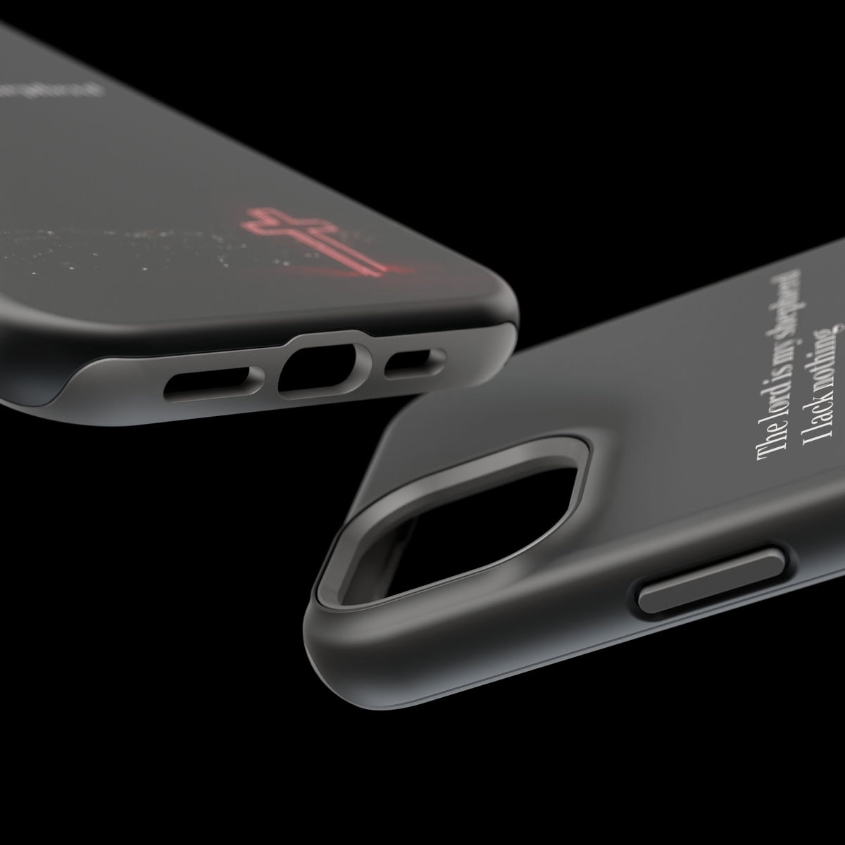 Christian Phone Case — “The Lord Is My Shepherd I Lack Nothing” Neon Cross Magnetic Impact Case