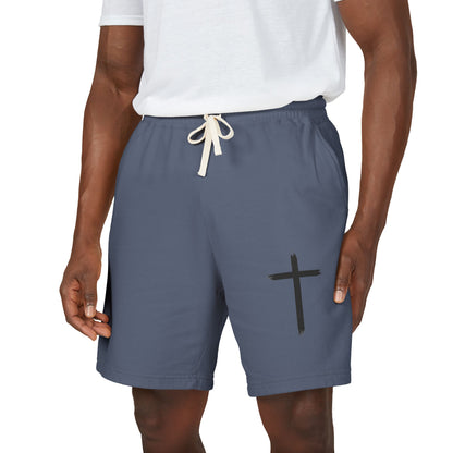 Cross Graphic Sweat Shorts — Lightweight Garment-Dyed Fleece
