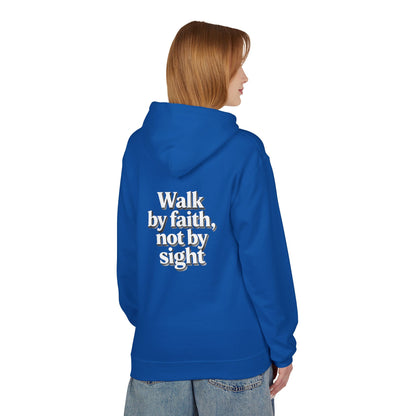 Walk by Faith Hoodie — Christian Cross Pullover with 'Walk by faith, not by sight' Back Design