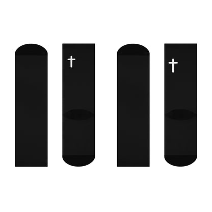 Black Crew Socks with White Cross — Cushioned Faith Socks