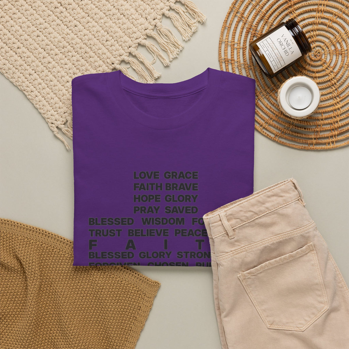 Faith & Hope Word Block T-Shirt — Minimal Christian Typography Tee
