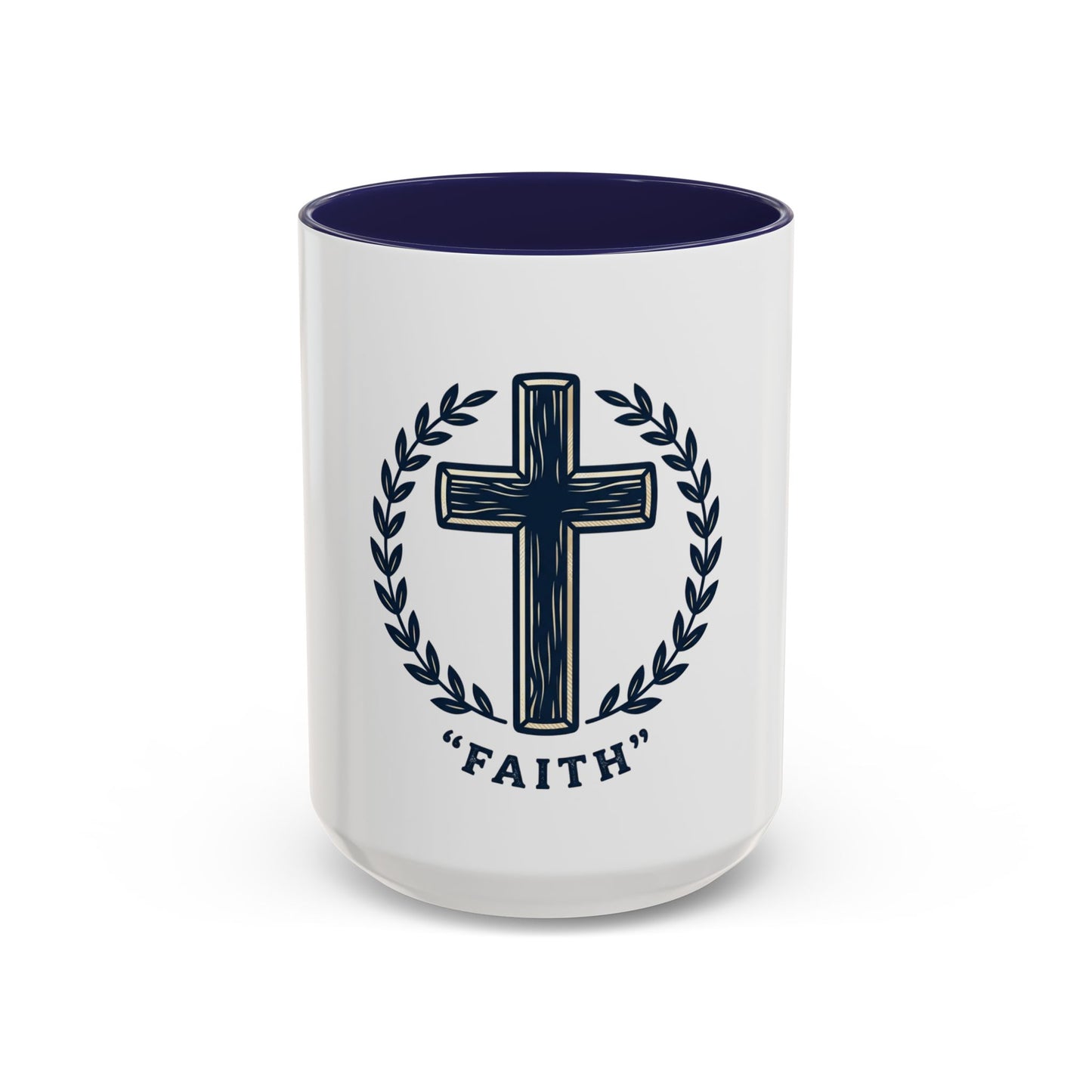 Faith Cross Coffee Mug — Christian Inspirational Ceramic Mug 15oz