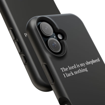 Christian Phone Case — “The Lord Is My Shepherd I Lack Nothing” Neon Cross Magnetic Impact Case